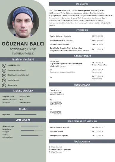 Fotoğrafçı örnek cv indir